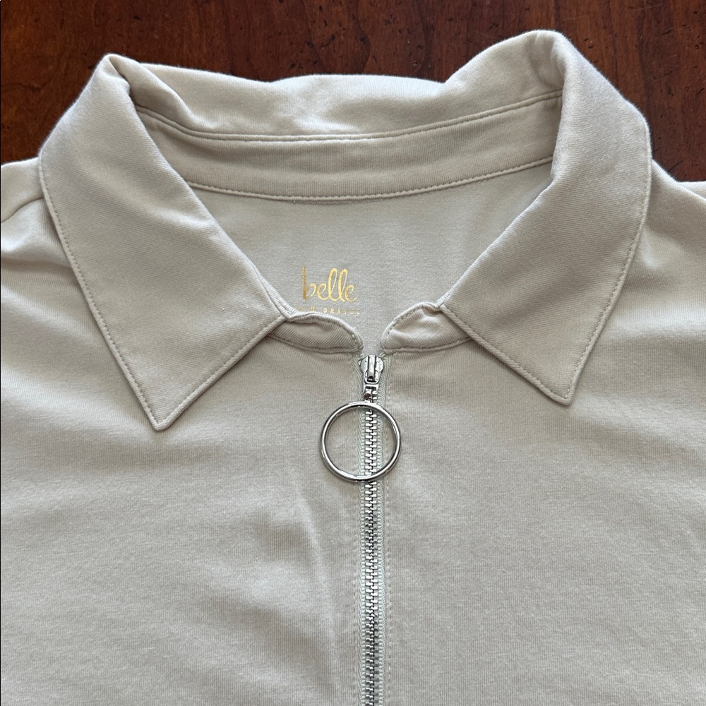 Belle by Kim Gravel Beige Zip Polo Dress with pockets size XL